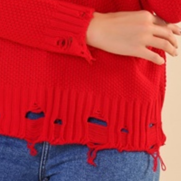 Red Knit Sweater M - Picture 6 of 8